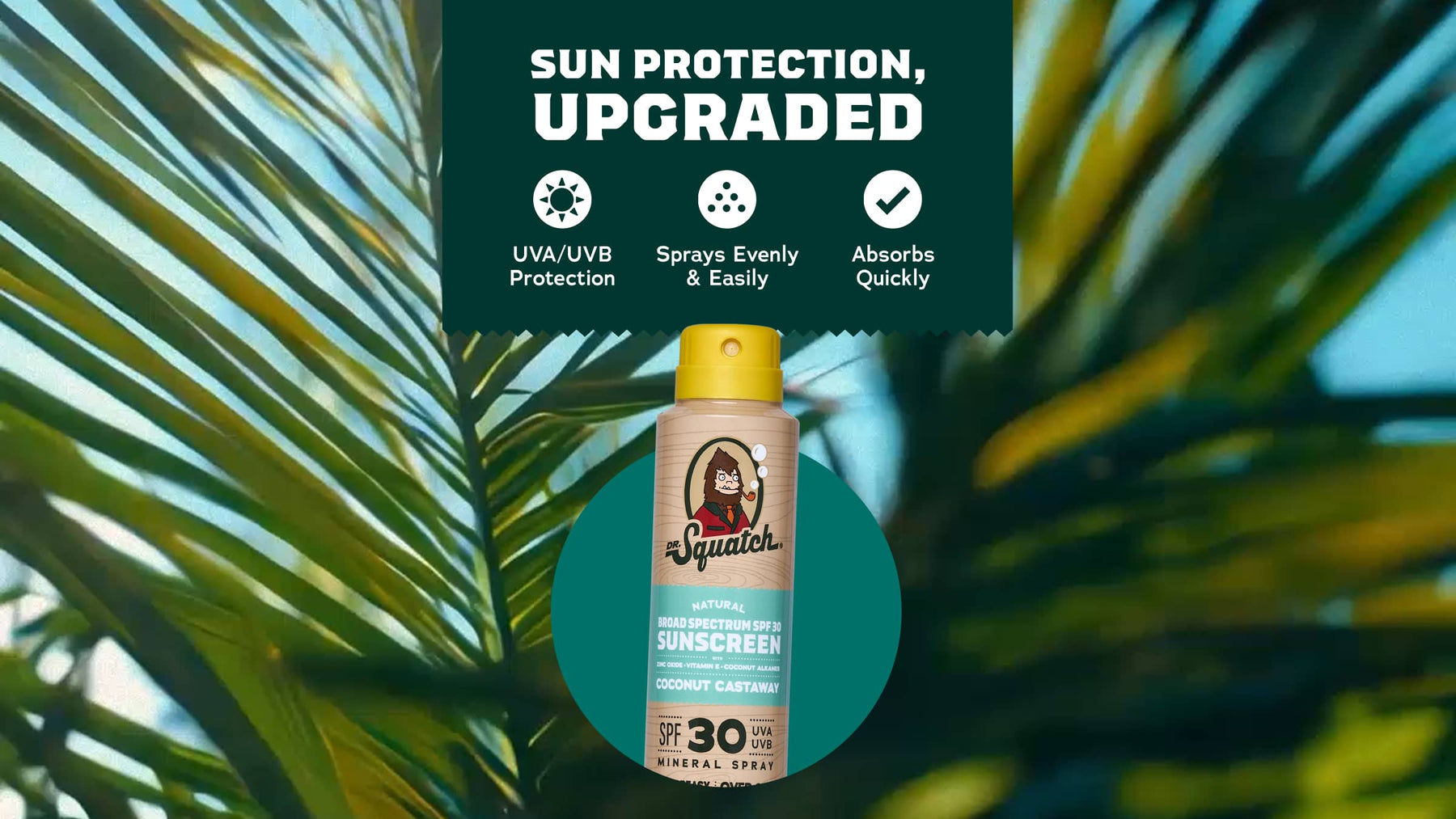 Dr. Squatch Spray Sunscreen | SPF 30 UVA/UVB Protection | Non-Greasy Mineral Sunscreen for Men - Outdoor Shield